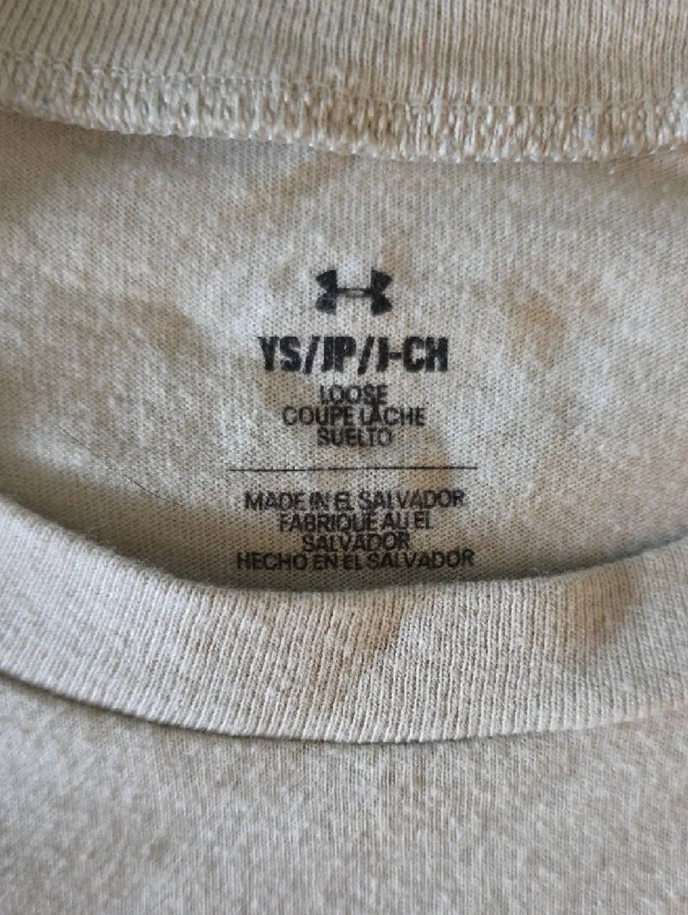 Under Armour Beige (YS) Tee with Dark Green Logo